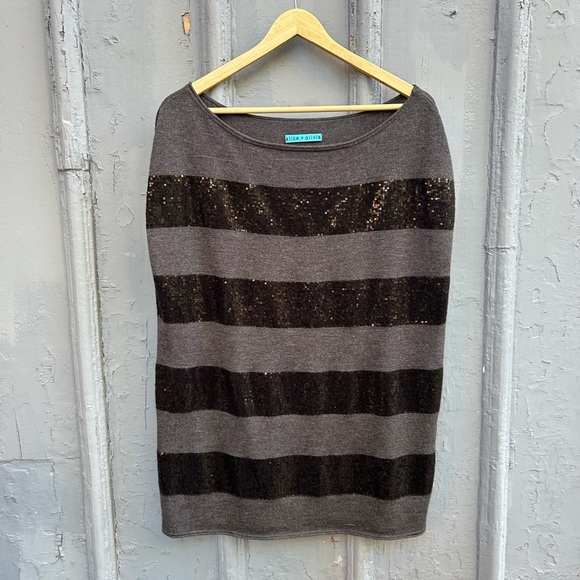Alice + Olivia Sequin Stripe Wool Sleeveless Sweater, size approx M - Picture 2 of 7